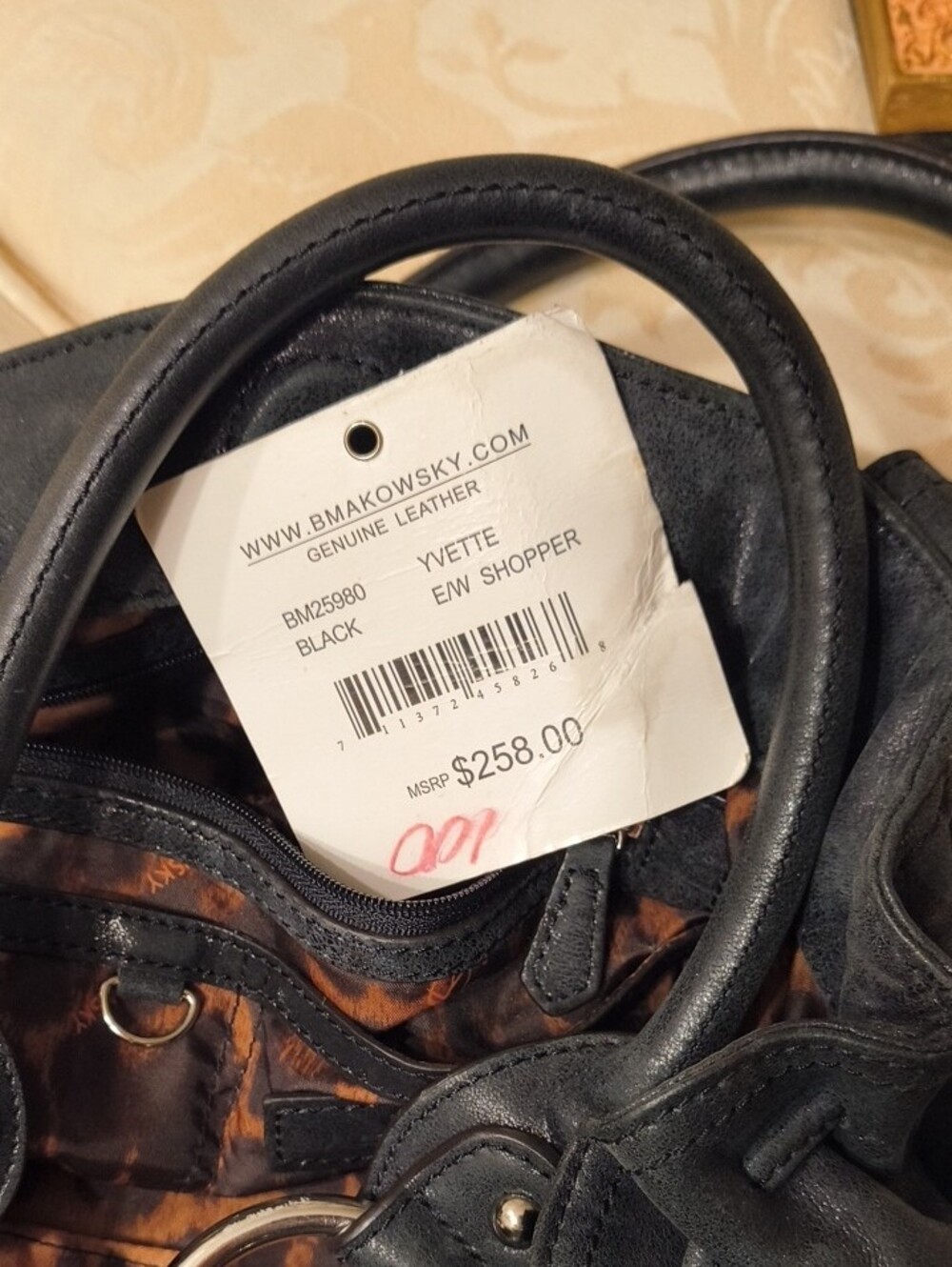 b. makowsky Black Leather Shoulder Bag with Silver Rings - Picture 8 of 8
